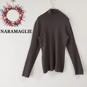 울 100% 나라 마리에 하이넥 스웨터 이탈리아제 니트 버튼 S