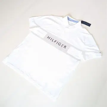 타미 힐피거 피케 셔츠 L 화이트 로고