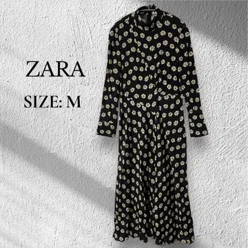 새상품 택 포함 [ ZARA ] 자라 꽃무늬 긴팔 롱 원피스 네이비 M
