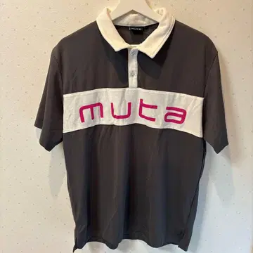 muta 피케 셔츠 그레이/화이트