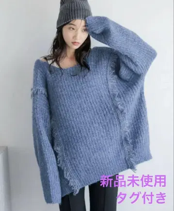 새상품 LOWRYSFARM 2way 프린지 멜란지 LS (블루)