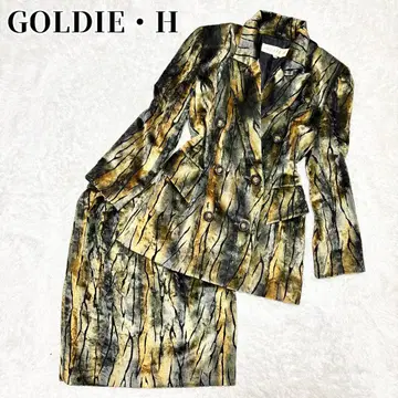 GOLDIE H 호랑이 패턴 W 버튼 벨로아 셋업 스커트 수트