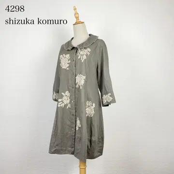 4298 시즈카 코무로 린넨 블렌드 자수 튜닉 겉옷