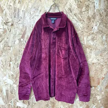 USA제 빈티지 구제 의류 랜드스 엔드 벨로아 하프 버튼 셔츠