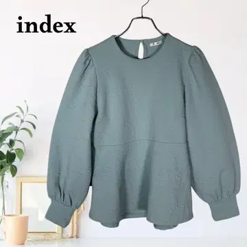 zB692 [ M ] index 라운드넥 퍼프 슬리브 페플럼 블라우스