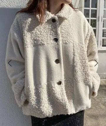 LOWRYS FARM 로리즈팜 패치워크 보아 블루종 아이보리
