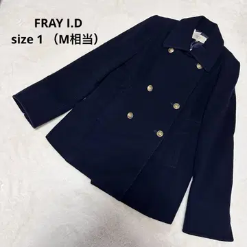 FRAY I.D 울 P 코트 네이비 골드 버튼 안감 올 패턴