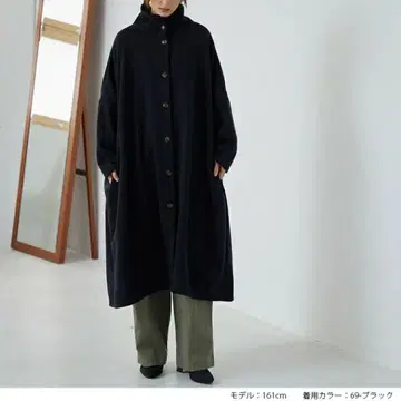[앤잇] 속기모 와이드 코트 블랙