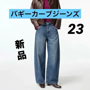 새상품 UNIQLO 배기 커브 청바지 23 표준 길이 67BLUE