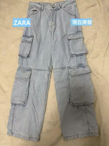 ZARA 카고 데님 팬츠 라이트 블루