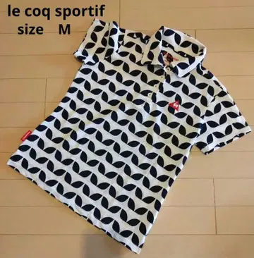 르꼬끄 스포르티브 피케 셔츠 카라 부착 화이트 네이비 M 골프 반팔