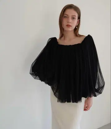 acka tulle shirring blouse