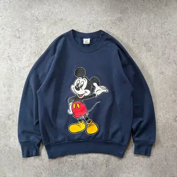 90s 디즈니 미키 캐릭터 맨투맨 네이비 L 상당