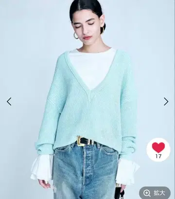 택 포함 미사용 새상품 BRILL 브릴 후카 V넥 아제 풀오버