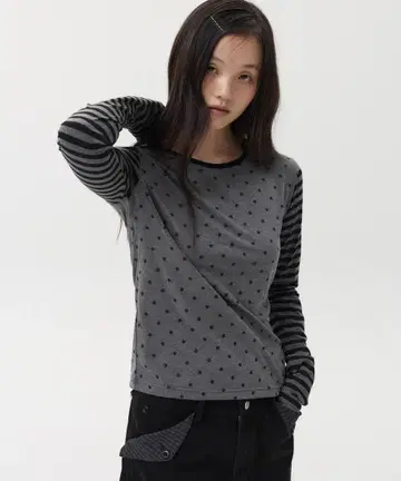 OHESHIO STAR STRIPE LONG T-SHIRT
