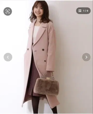 프로포션 바디 드레싱 체스터 코트 옅은 핑크색 울