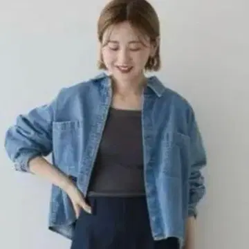 아메리칸 홀릭 W 포켓 데님 숏 셔츠