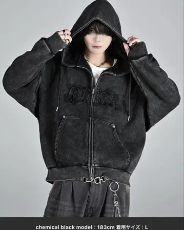 ADRER 헤비웨이트 숏 빈티지 더블 지퍼 후드티 단기 y2k
