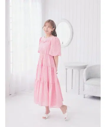 Areeam 시어 슬리브 체크 원피스