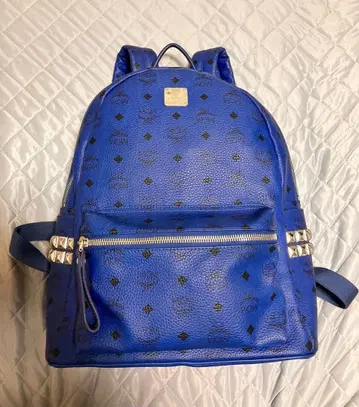 MCM 스터드 장식 파랑 백팩 B0895