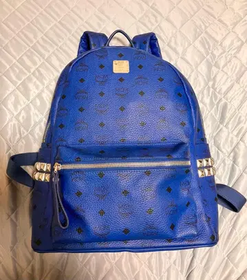 MCM 스터드 장식 파랑 백팩 B0895