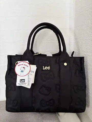 Lee 별주 리본 키티 퀼트 스퀘어 토트 블랙 미사용 새상품