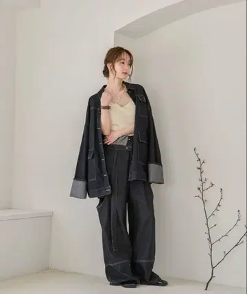mideal 데님 오버 자켓 블랙