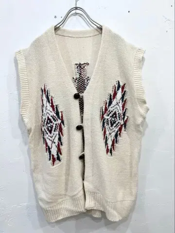 Y154)  NARU 니트 베스트 실크 네프 치마요 패턴 오르테가 무늬