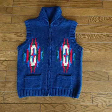 EVISU 파랑 지퍼 베스트 사이즈 40