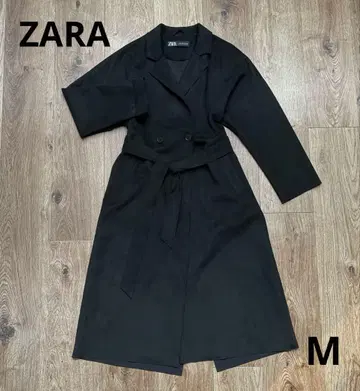 ZARA 스웨이드 느낌 롱 코트 블랙/M