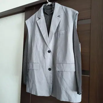 새상품 ZARA 마 혼방 테일러 칼라 베스트 그레이