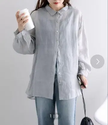 그레이 긴팔 셔츠 퓨어세신