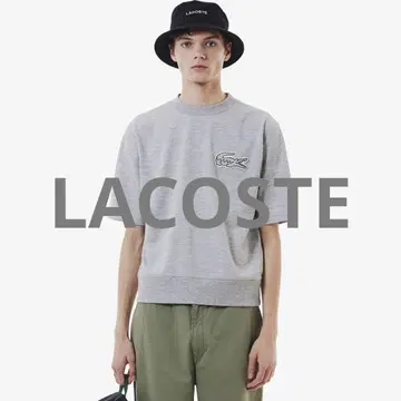 택 포함 미사용 LACOSTE 그레이 숏슬리브 T셔츠 맨투맨
