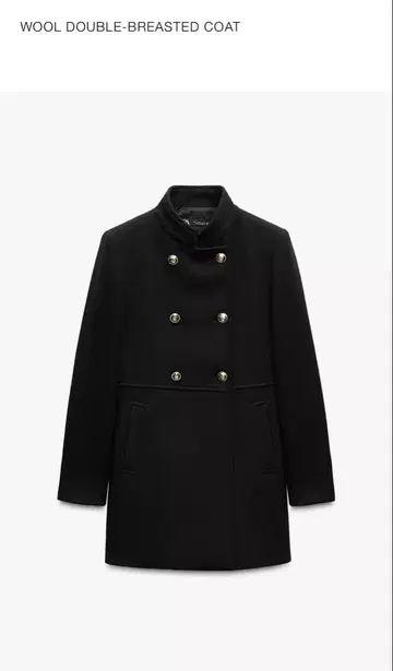 Zara 울 더블 브레스트 코트 블랙 SS(JP5~7)