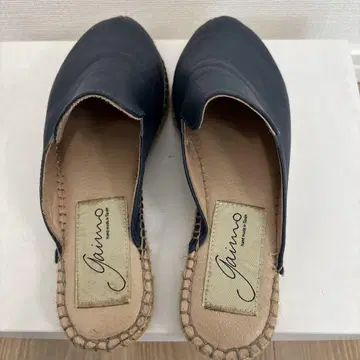 네이비 가죽 오픈토 샌들 스페인 핸드메이드