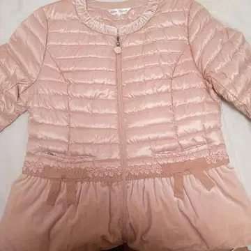 핑크 퀼팅 프릴 다운 자켓