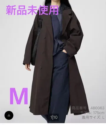 유니클로 c 스테인 칼라 롱 코트 M 다크 브라운
