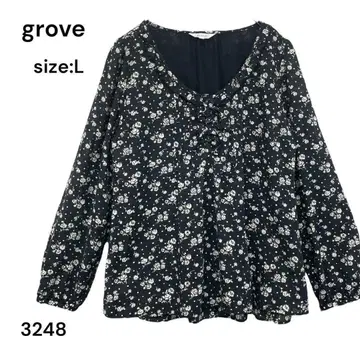 그로브 grove 셔츠 상의 긴팔 꽃무늬 L 멋진 귀여운