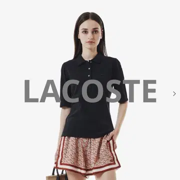 라코스테 JACOSTE 슬림핏 하프 슬리브 피케 셔츠 여성용 블랙