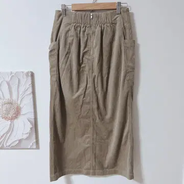 아이템즈 어반 리서치 코듀로이 롱 타이트 스커트 브라운 계열 베이지 F