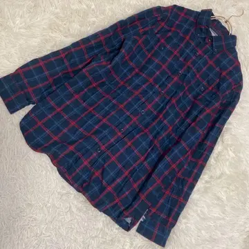 LL. Bean 체크 무늬 셔츠 네이비 M 캐주얼 겉옷 돌려입기