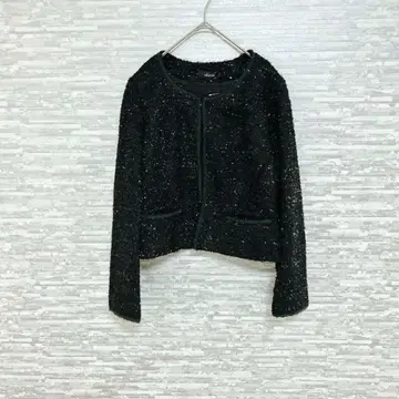 듀세이 due sei 트위드풍 노카라 자켓 M 블랙 새상품 택 포함