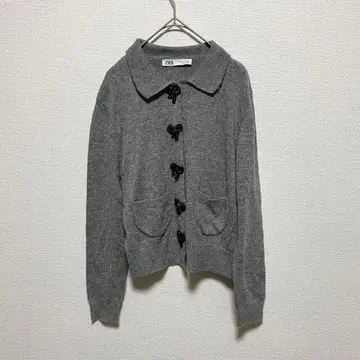 ZARA 리본 버튼 가디건 그레이 S 사이즈