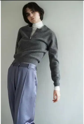 CLANE W FACE HALF ZIP YAK KNIT TOPS 니트