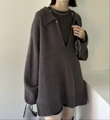 카라 부착 big 니트