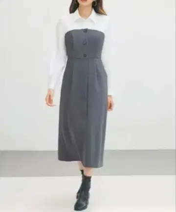 그레이 셔츠 원피스 긴팔 A라인 L 사이즈