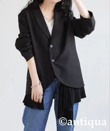 antiqua 안티카 KINU 프릴 자켓 블랙