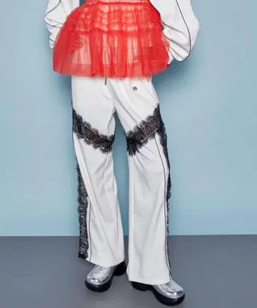 maison special Lace Docking Jersey Pants