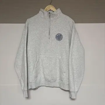 HUF 라이트 그레이 하프 지퍼 맨투맨 L
