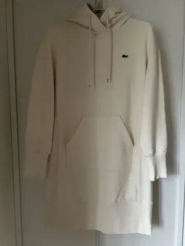 LACOSTE 후드 부착 롱 후드티 사이즈 34 크림